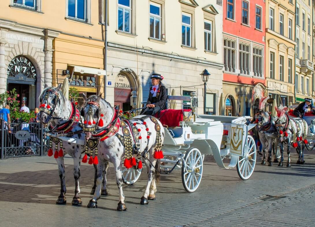 Carriages on the Cracow market square