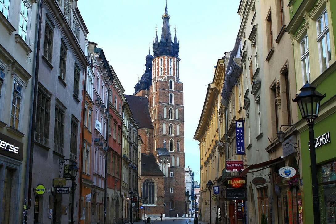 Cracow St. Mary's Basilica from Floriańska street