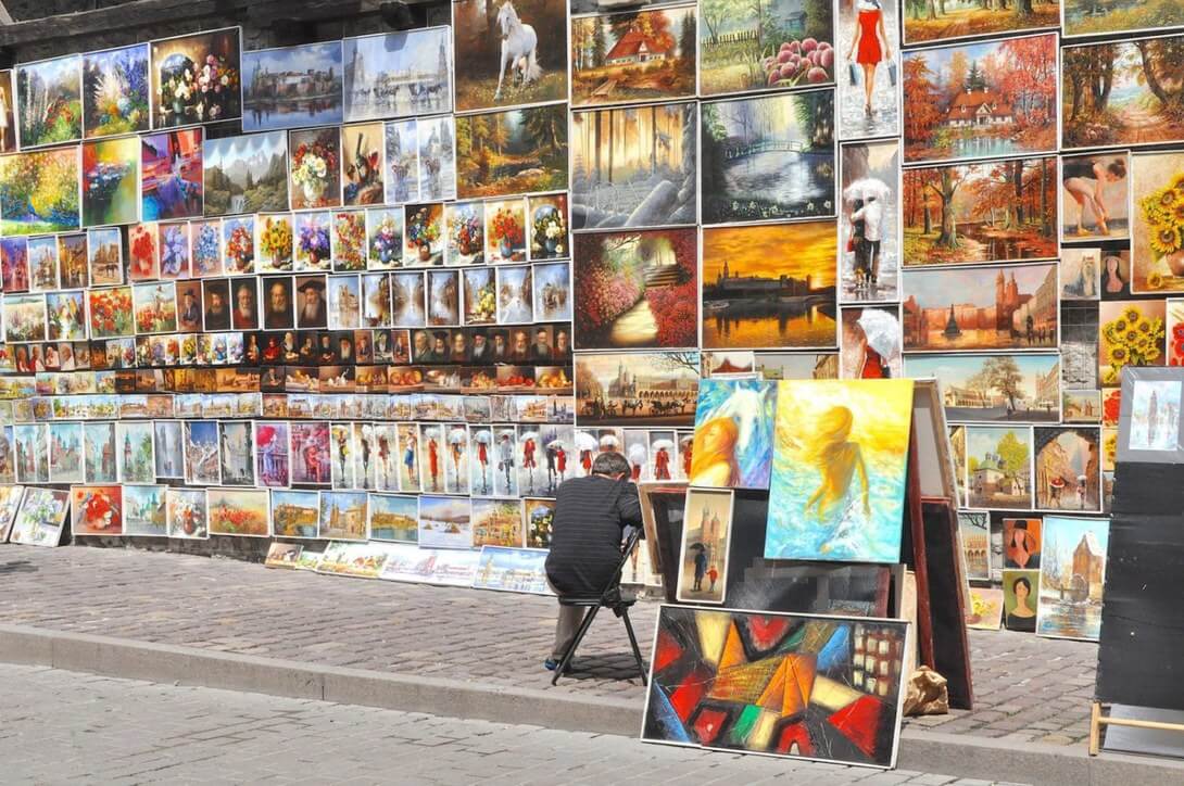 paintings on the Florian Gate in Kraków